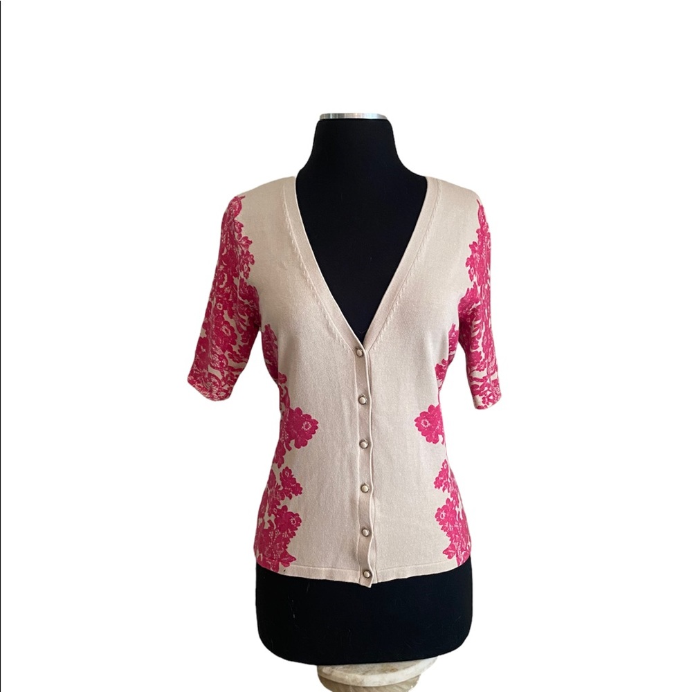 ***SOLD*NWT NEW YORK & CO NWT Short Sleeve Summer Cardigan Pink/Taupe Size Small